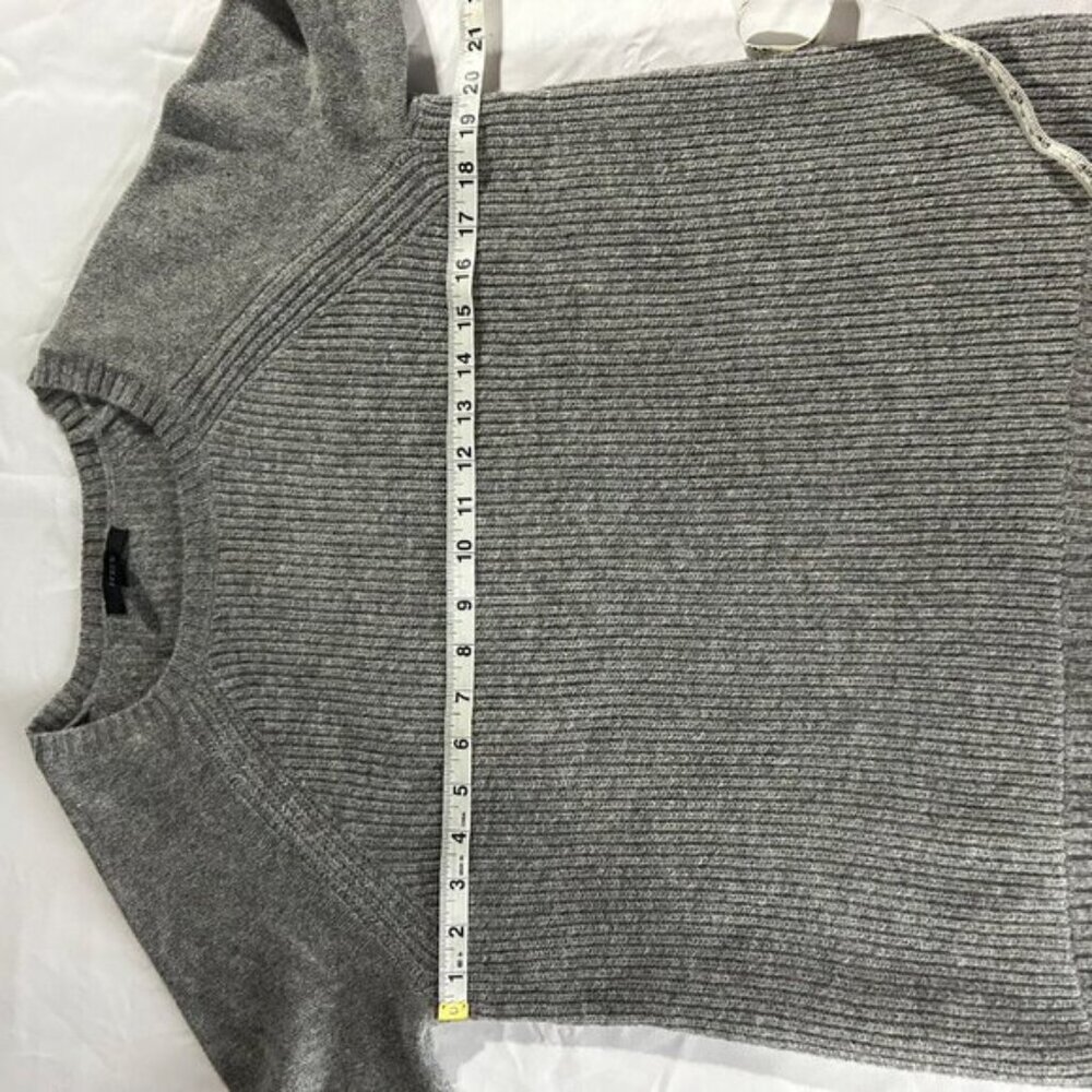 J. Crew Crewneck Sweater Gray Size Small Wool Leather Ribbed Minimalist - Picture 9 of 10